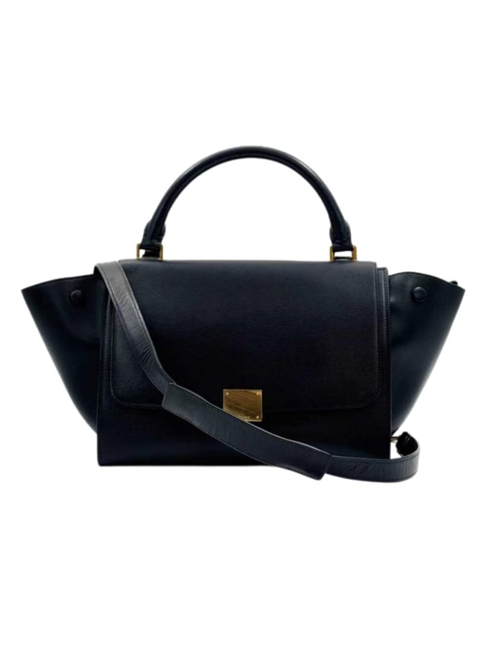 Celine Trapeze Black Leather Top Handle Shoulder Bag